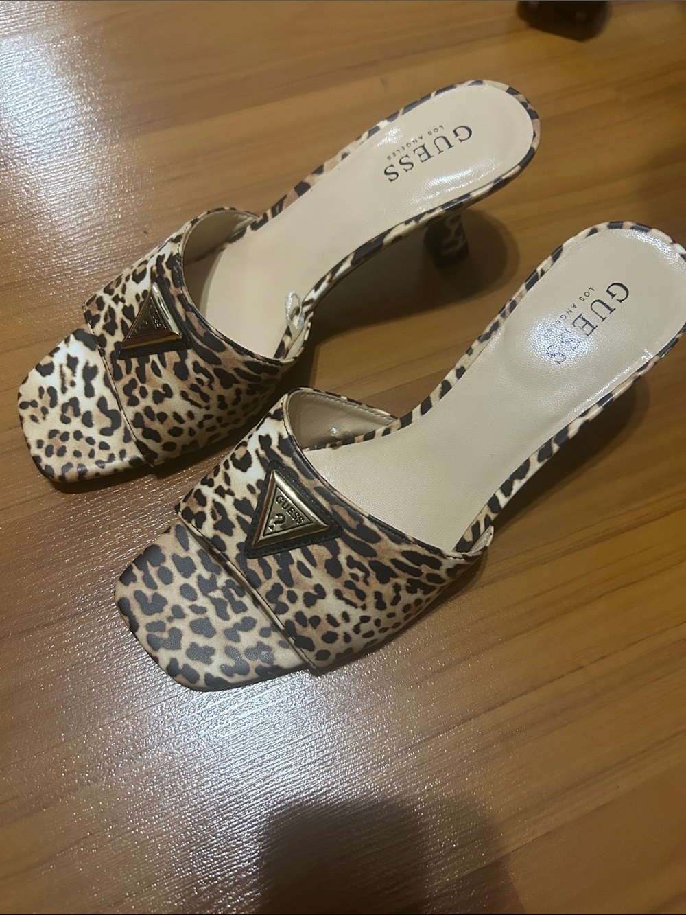 GUESS Leopard-Print Slide Mules - Brown/Black/Cream - Picture 2 of 6
